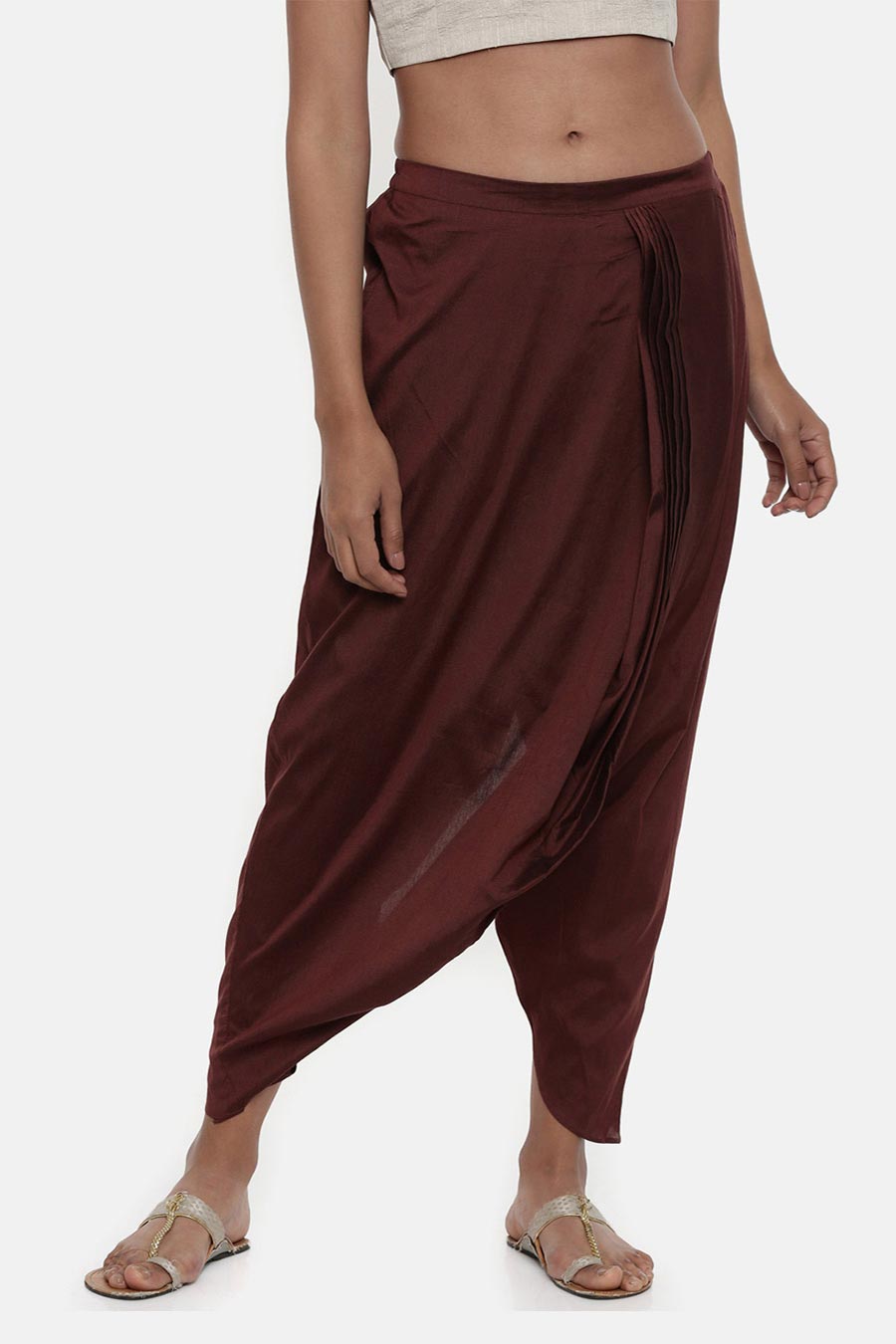 Brown Cotton Silk Dhoti Pants