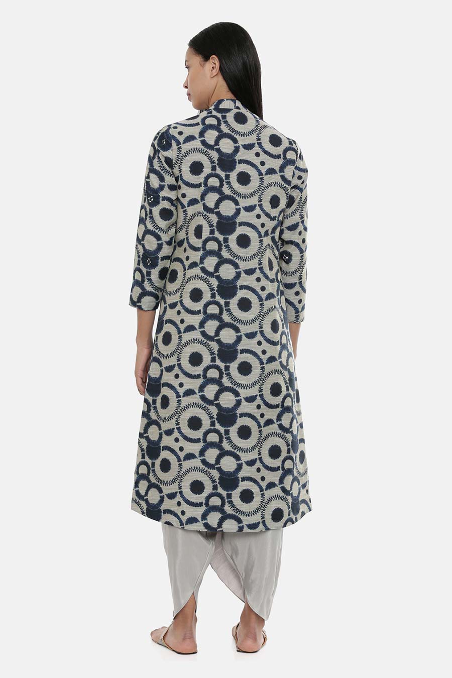 Blue Chanderi Long Jacket