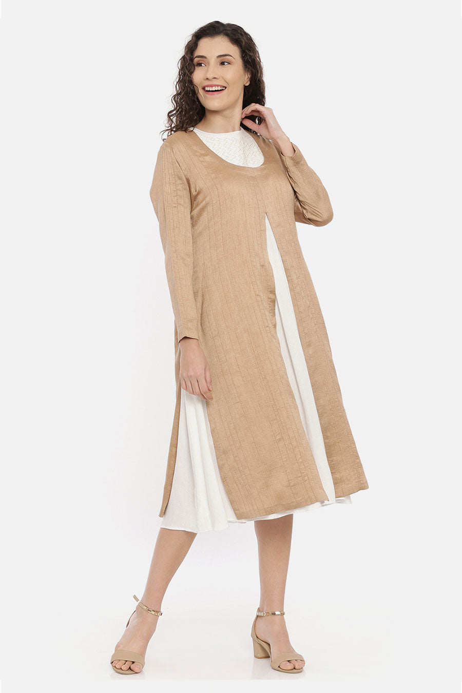 Gold Beige Silk Overlay Jacket