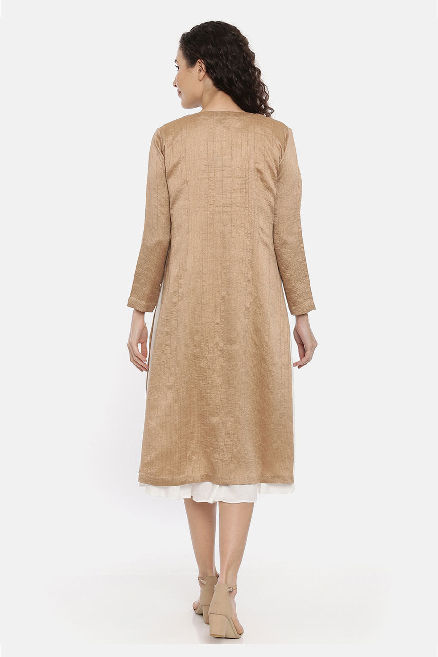 Gold Beige Silk Overlay Jacket