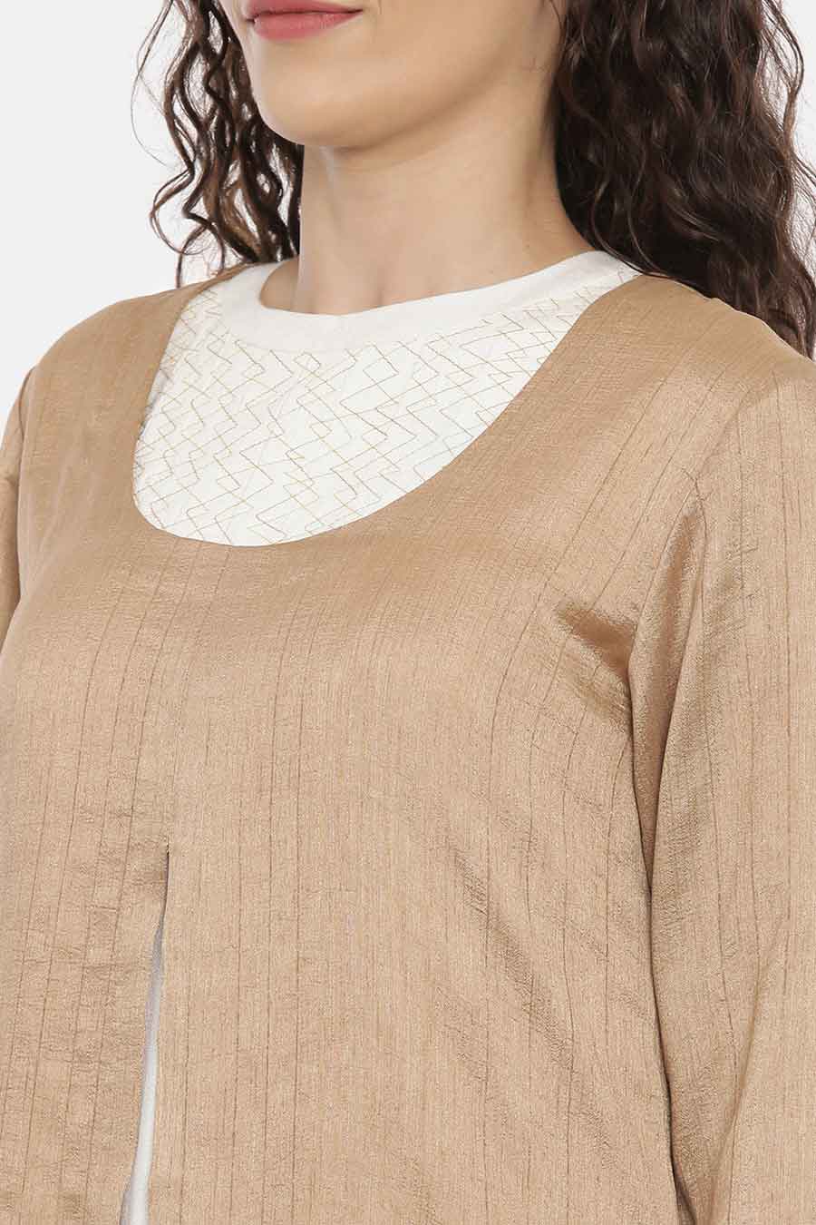Gold Beige Silk Overlay Jacket
