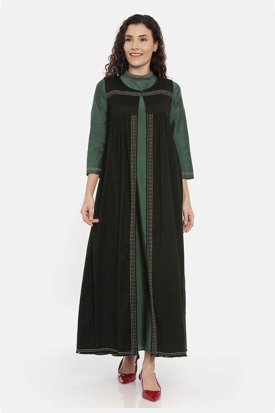 Black Embroidered Long Jacket