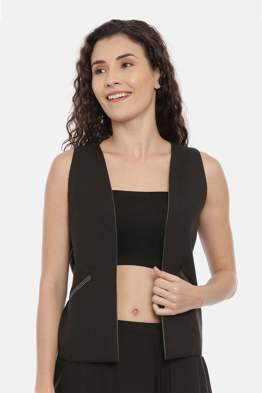 Green-Black Reversible Short Jacket