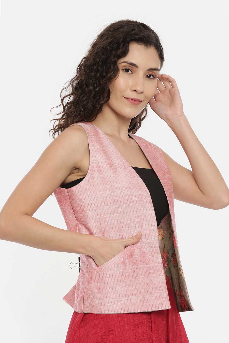 Pink-Green Reversible Short Jacket
