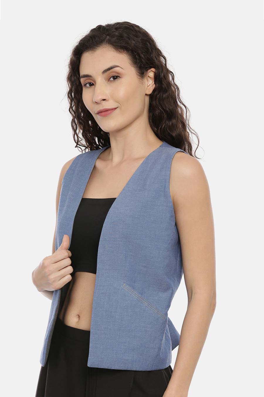 Blue-Grey Reversible Short Jacket