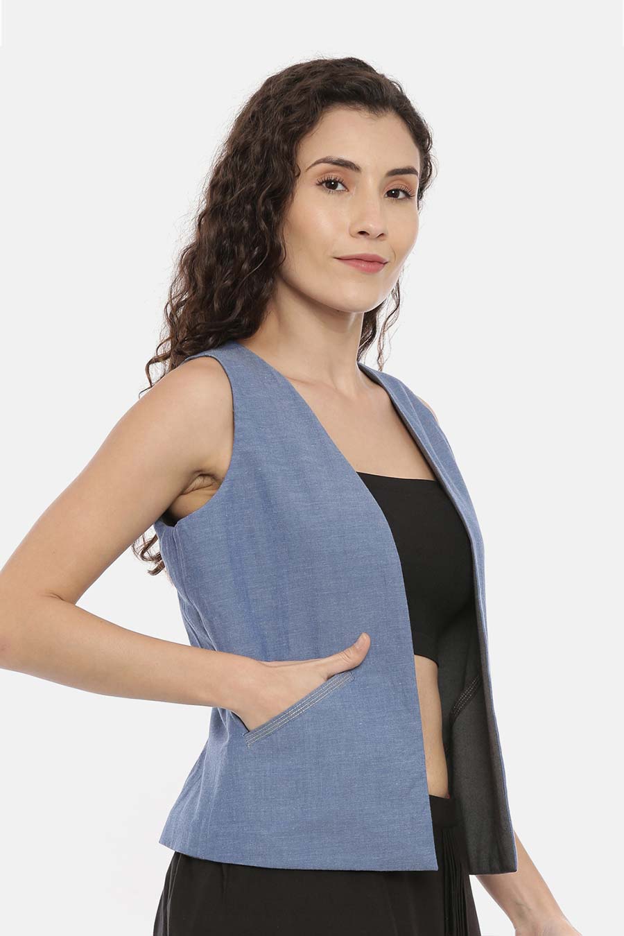 Blue-Grey Reversible Short Jacket