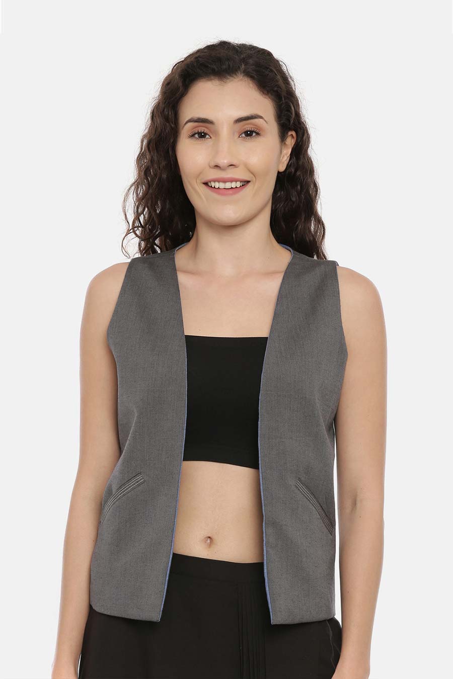 Blue-Grey Reversible Short Jacket