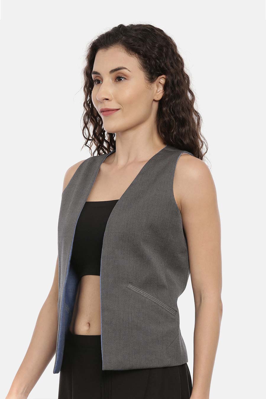 Blue-Grey Reversible Short Jacket