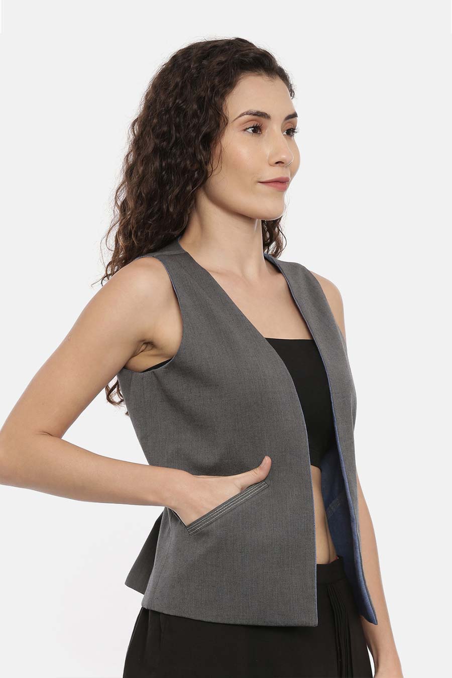 Blue-Grey Reversible Short Jacket