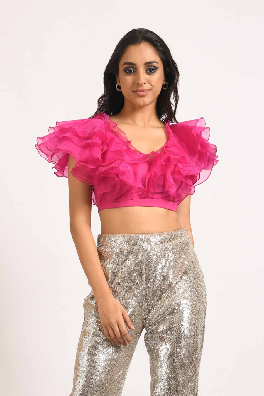 Organza ruffle top top
