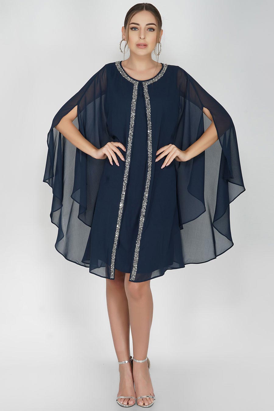 Shop Mantle Styled Layered Blue Dress by ATTIC SALT at House of Designers – HOUSE OF DESIGNERS Shop Mantle Styled Layered Blue Dress by ATTIC SALT at House of Designers – HOUSE OF DESIGNERS