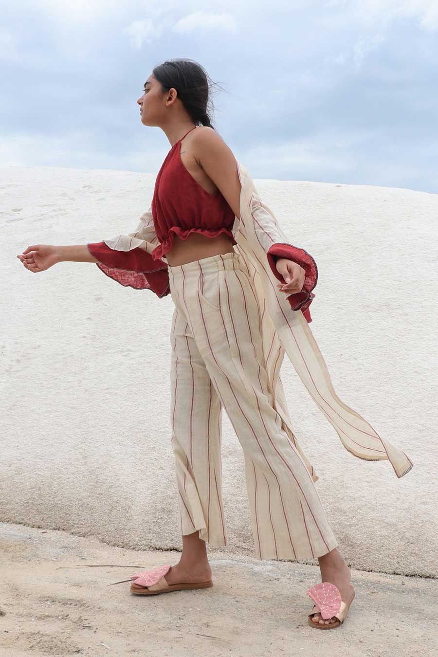 Handwoven White Ambhas Pants