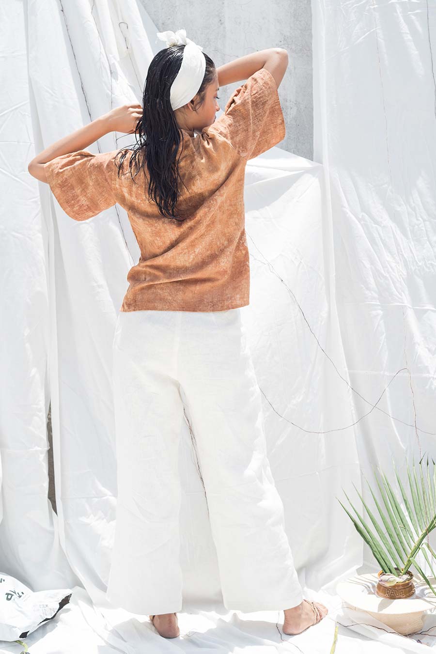Straight Fit White Linen Pants