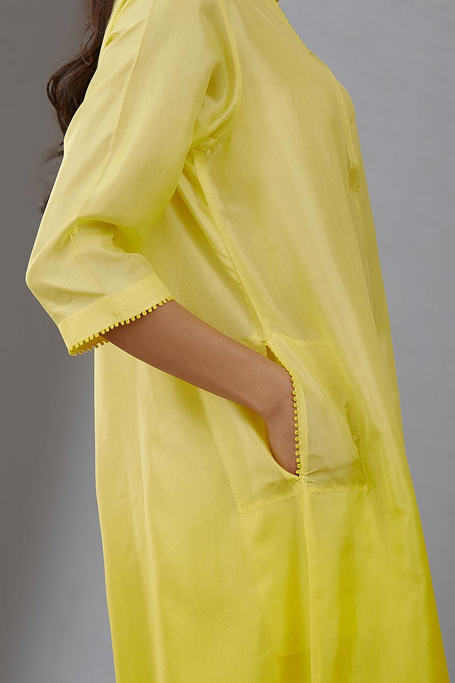 Yellow Silk Embroidered Kurta & Pant Set