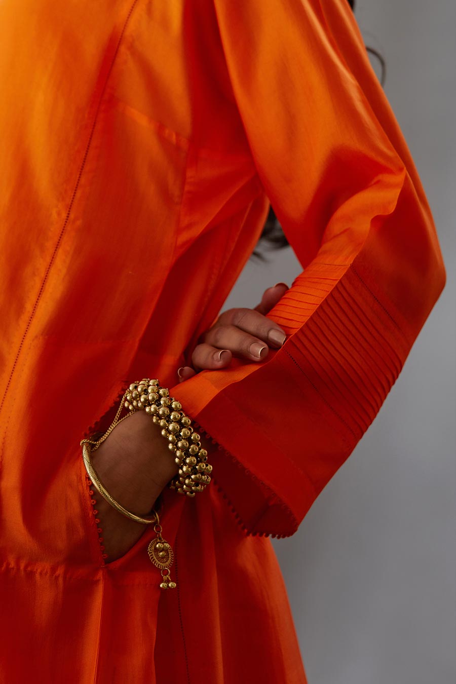Coral Silk Embroidered Kurta & Pant Set