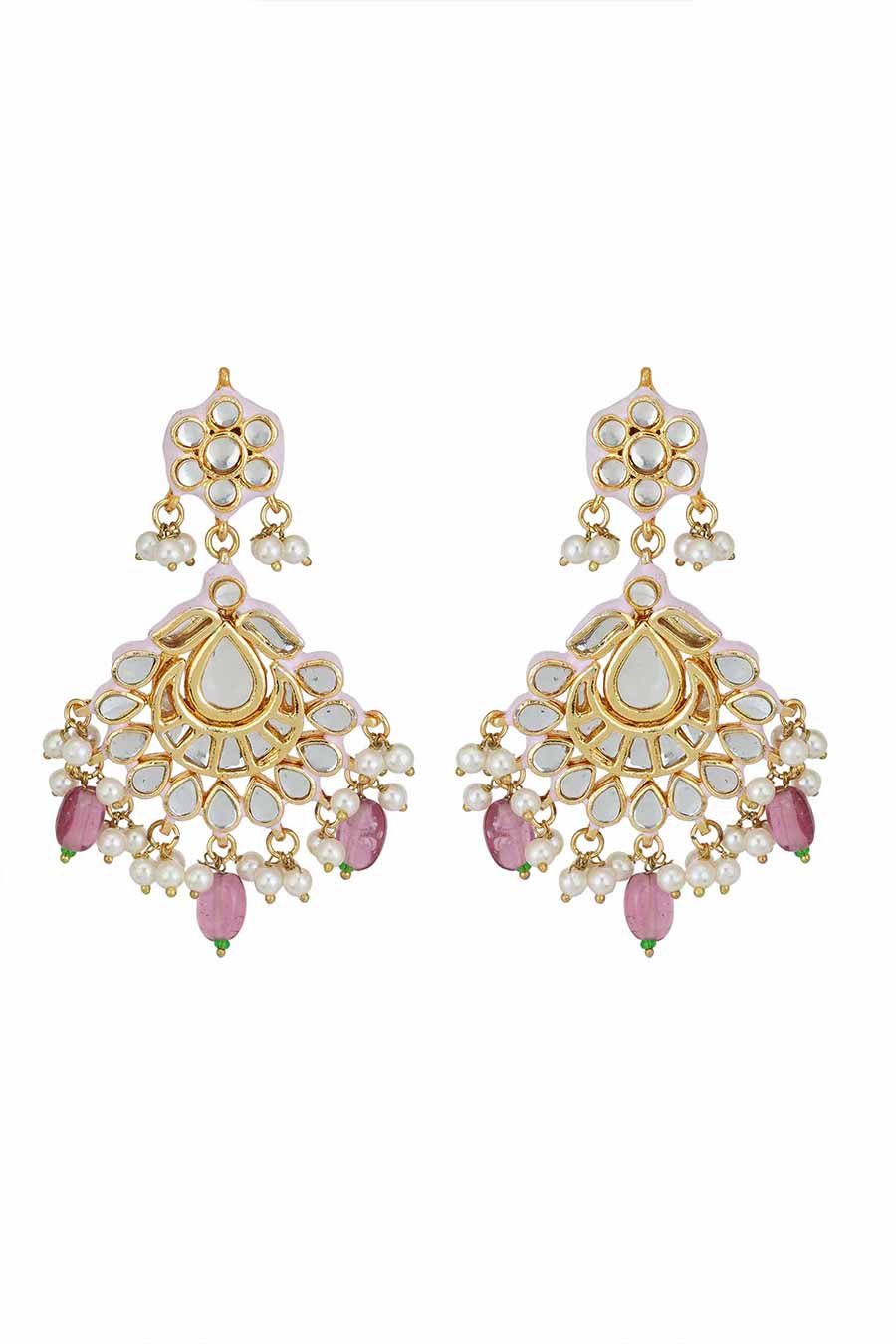 Gold Plated Kundan Drop Earrings