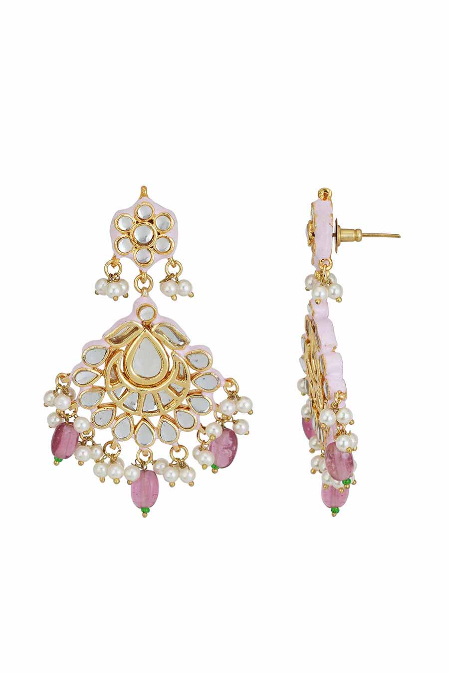 Gold Plated Kundan Drop Earrings