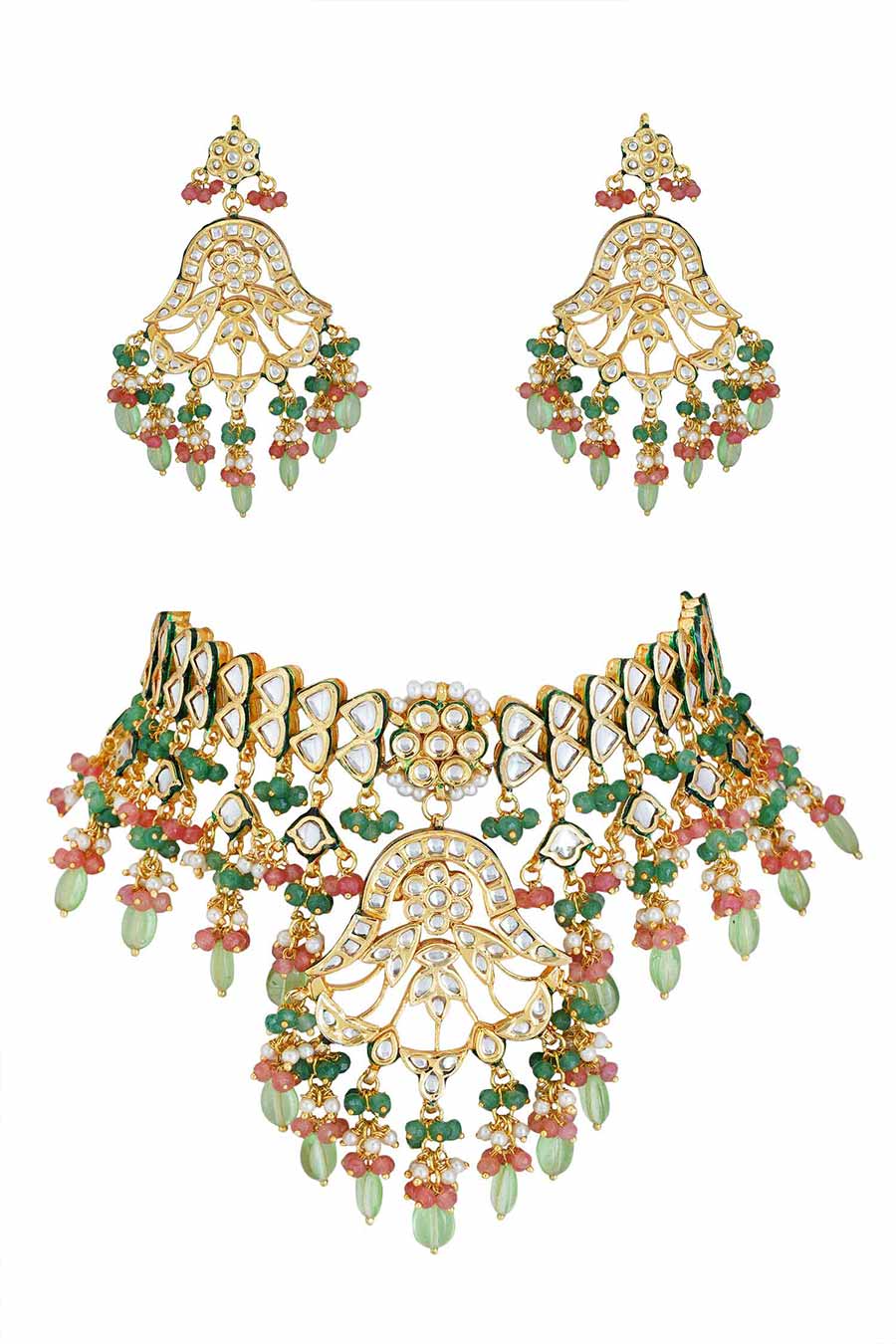 Gold Plated Kundan Choker & Earrings Set