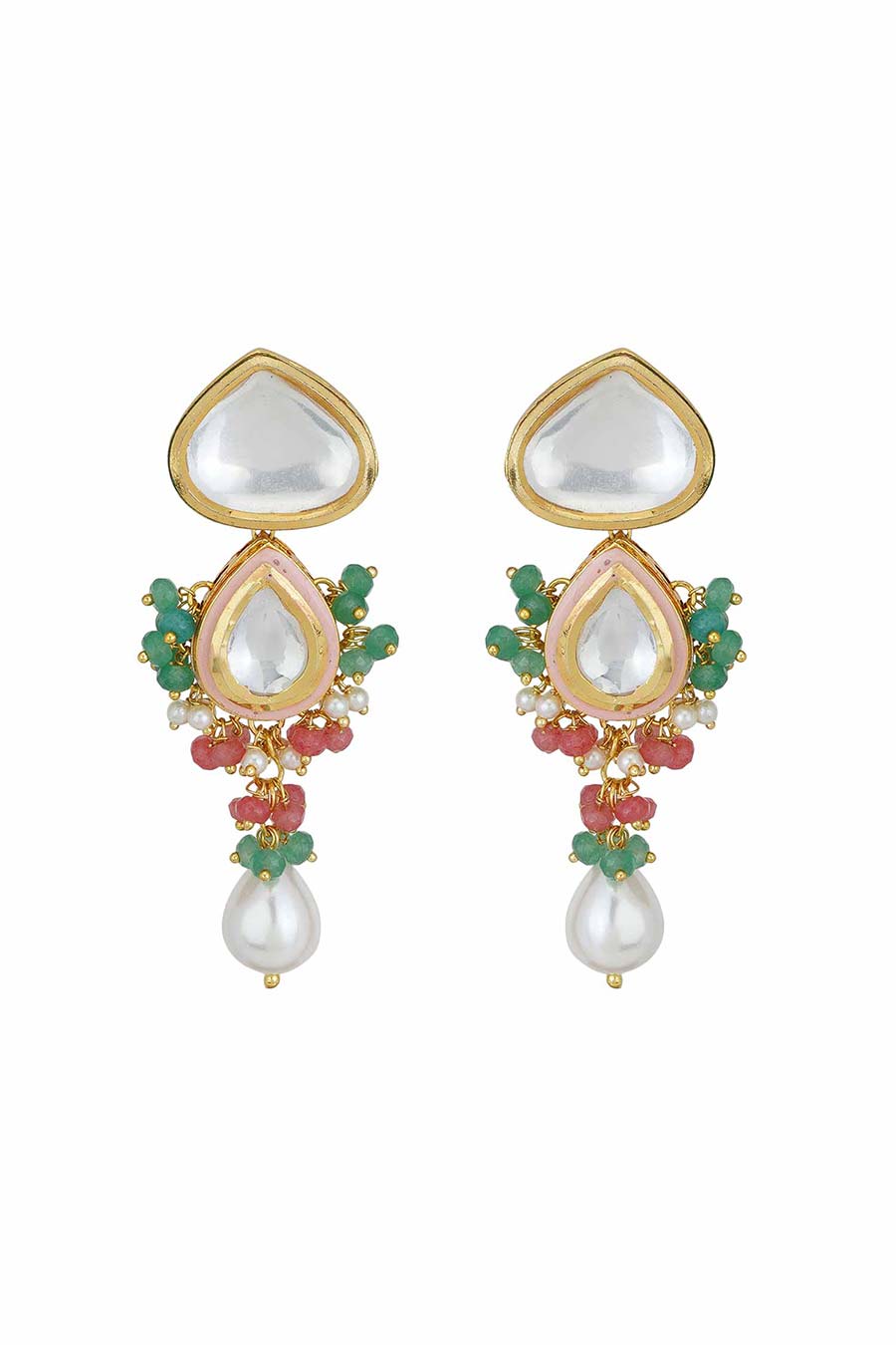 Gold Plated Kundan Necklace & Earrings Set