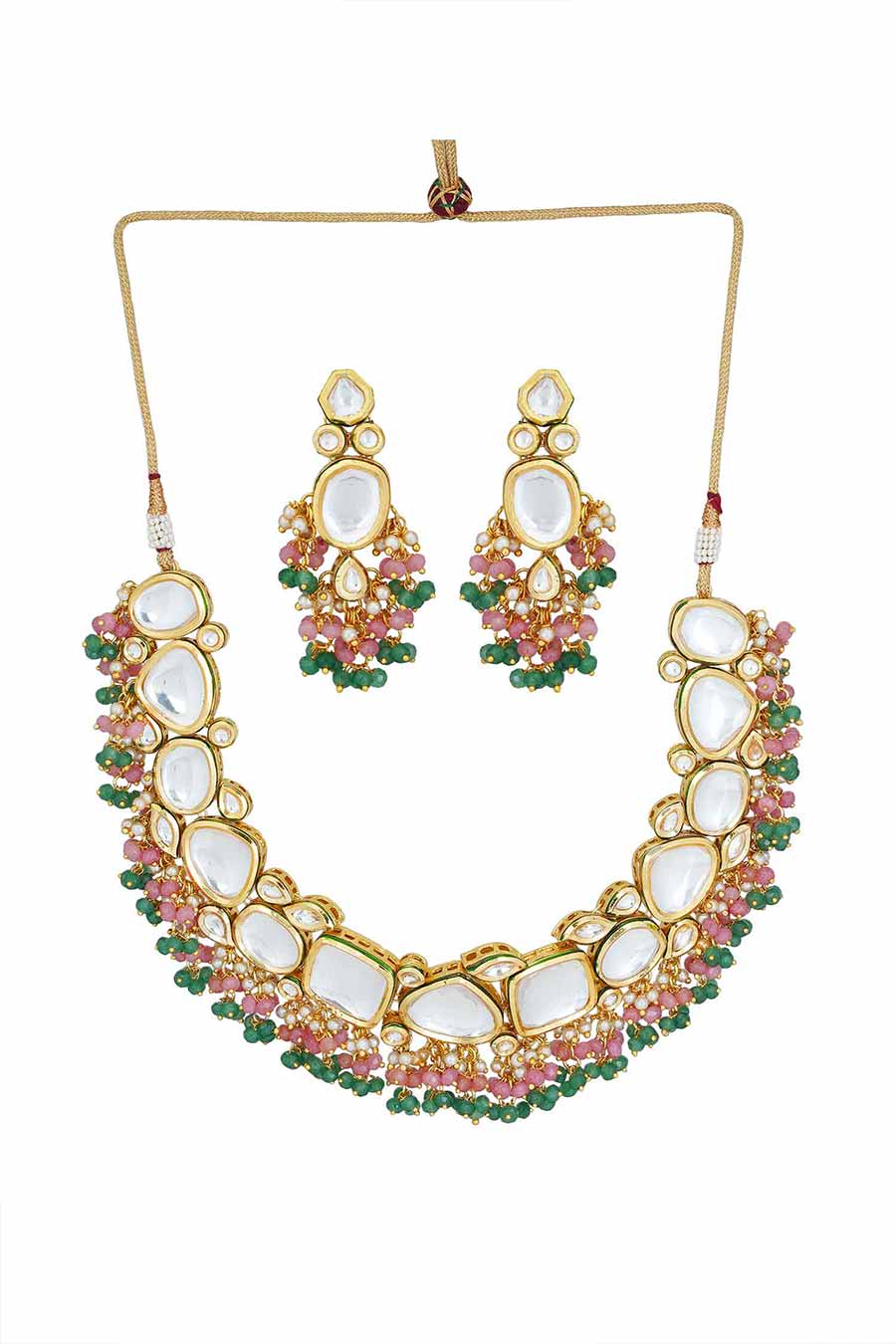Gold Plated Kundan Necklace & Earrings Set