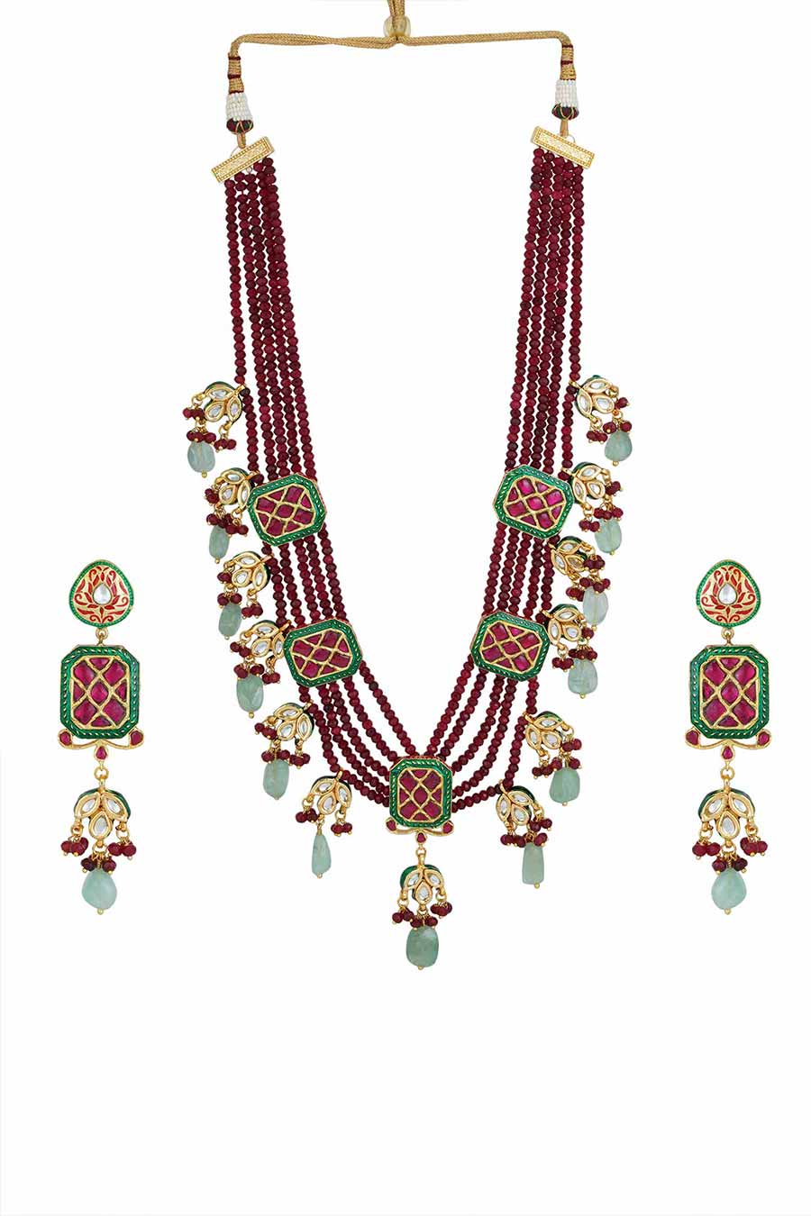 Gold Plated Kundan Necklace & Earrings Set