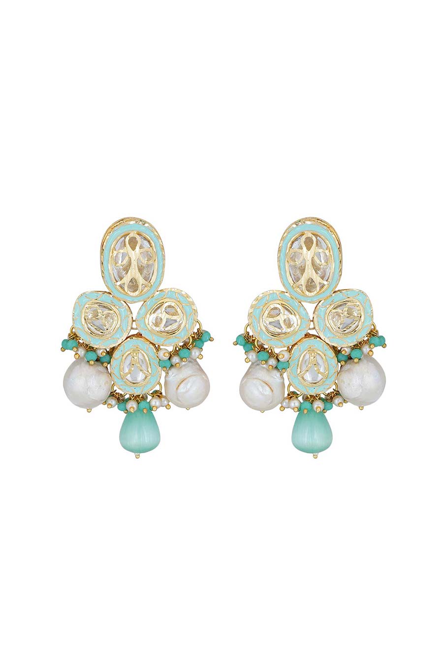 Gold Plated Kundan Necklace & Earrings Set