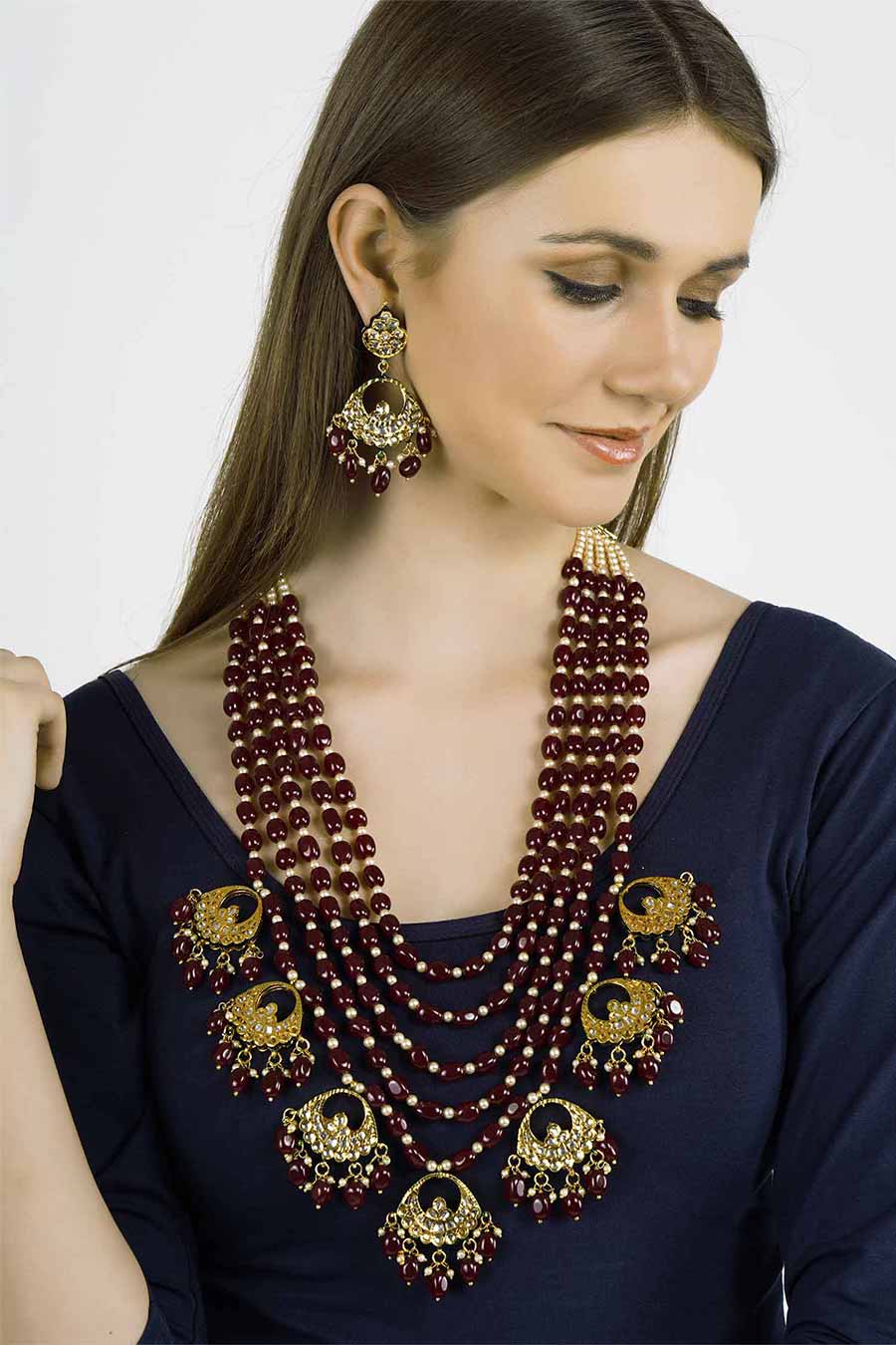 Gold Plated Kundan Necklace & Earrings Set