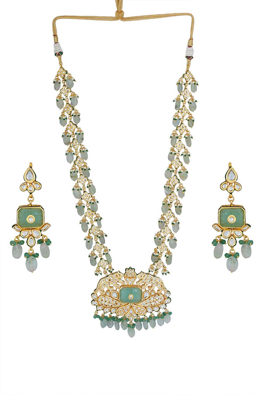 Gold Plated Kundan Necklace & Earrings Set