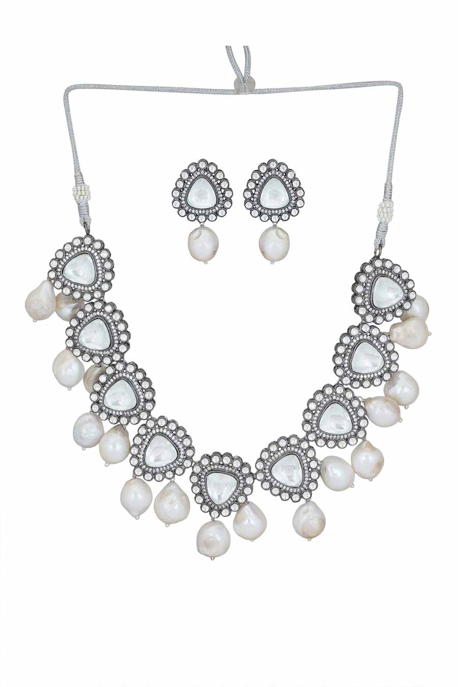 Gold Plated Kundan Necklace & Earrings Set