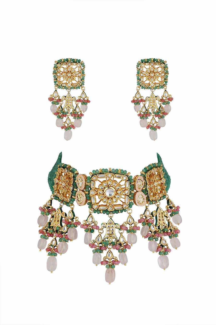 Gold Plated Kundan Choker & Earrings Set