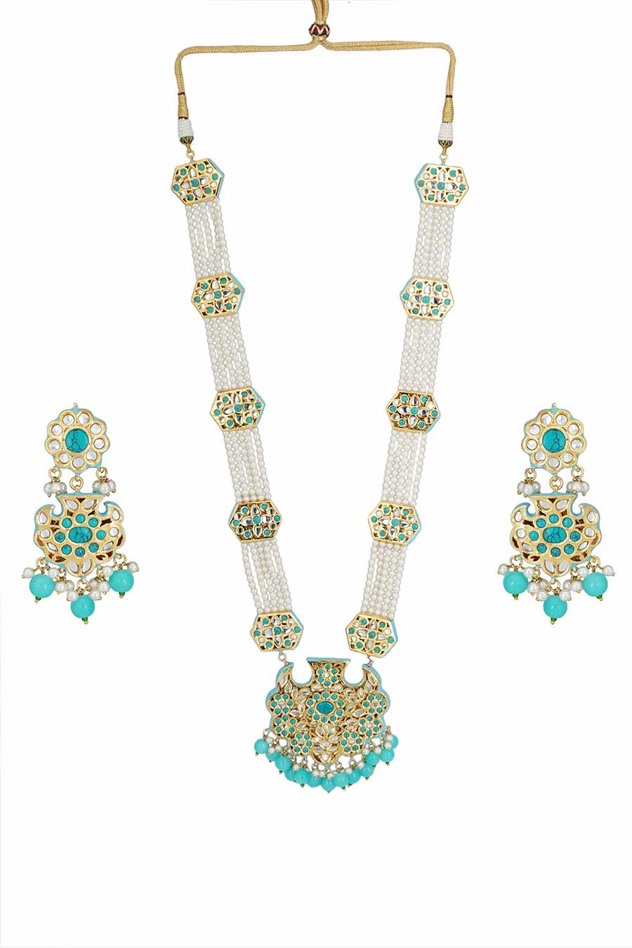 Gold Plated Kundan Necklace & Earrings Set