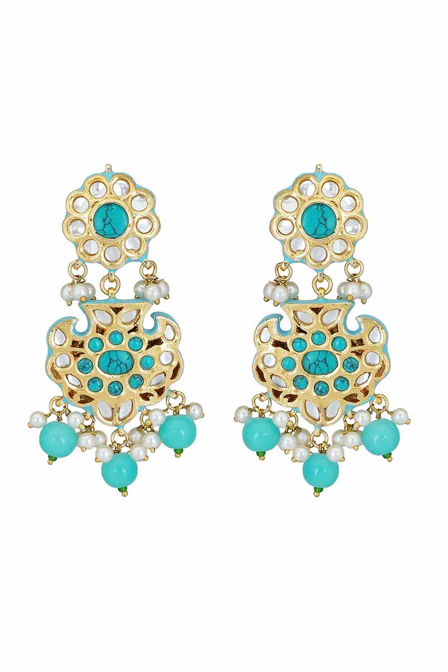 Gold Plated Kundan Necklace & Earrings Set