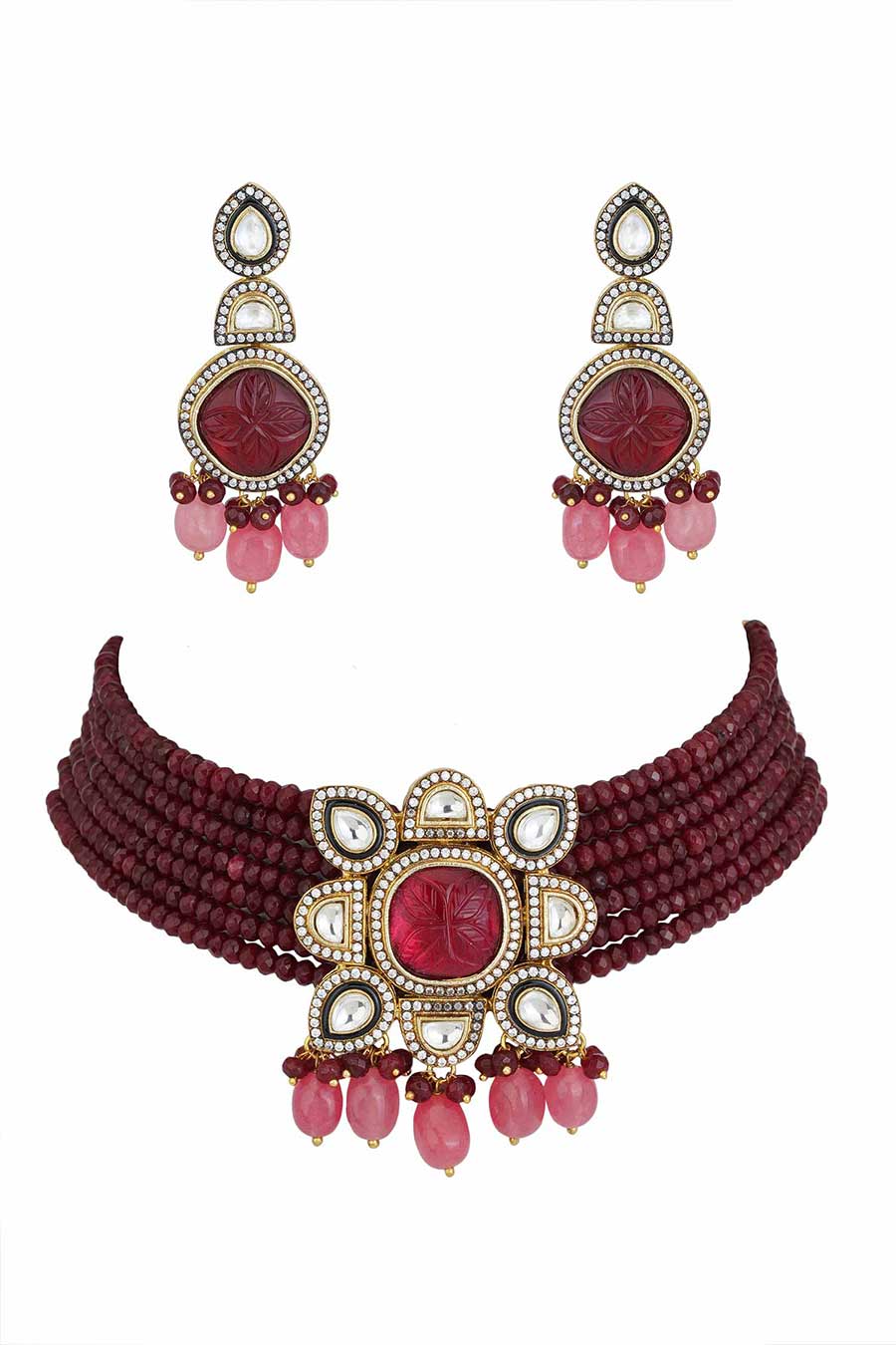 Gold Plated Kundan Choker & Earrings Set