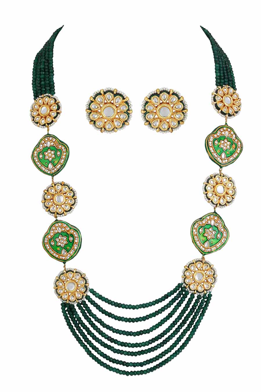 Gold Plated Kundan Necklace & Earrings Set