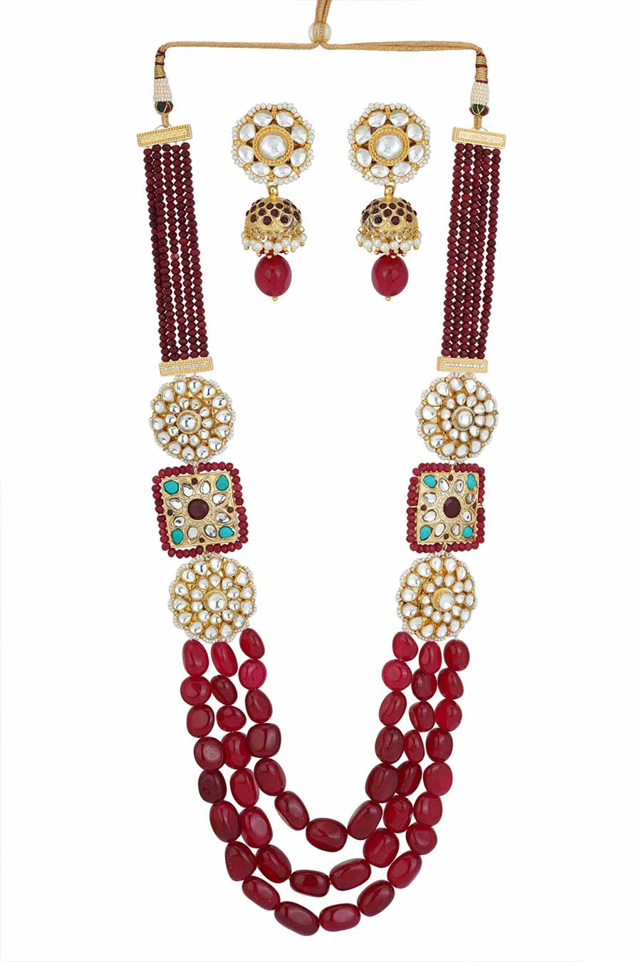 Gold Plated Kundan Necklace & Earrings Set