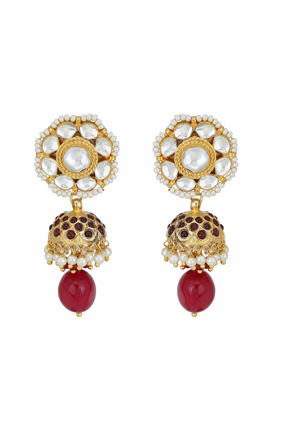 Gold Plated Kundan Necklace & Earrings Set