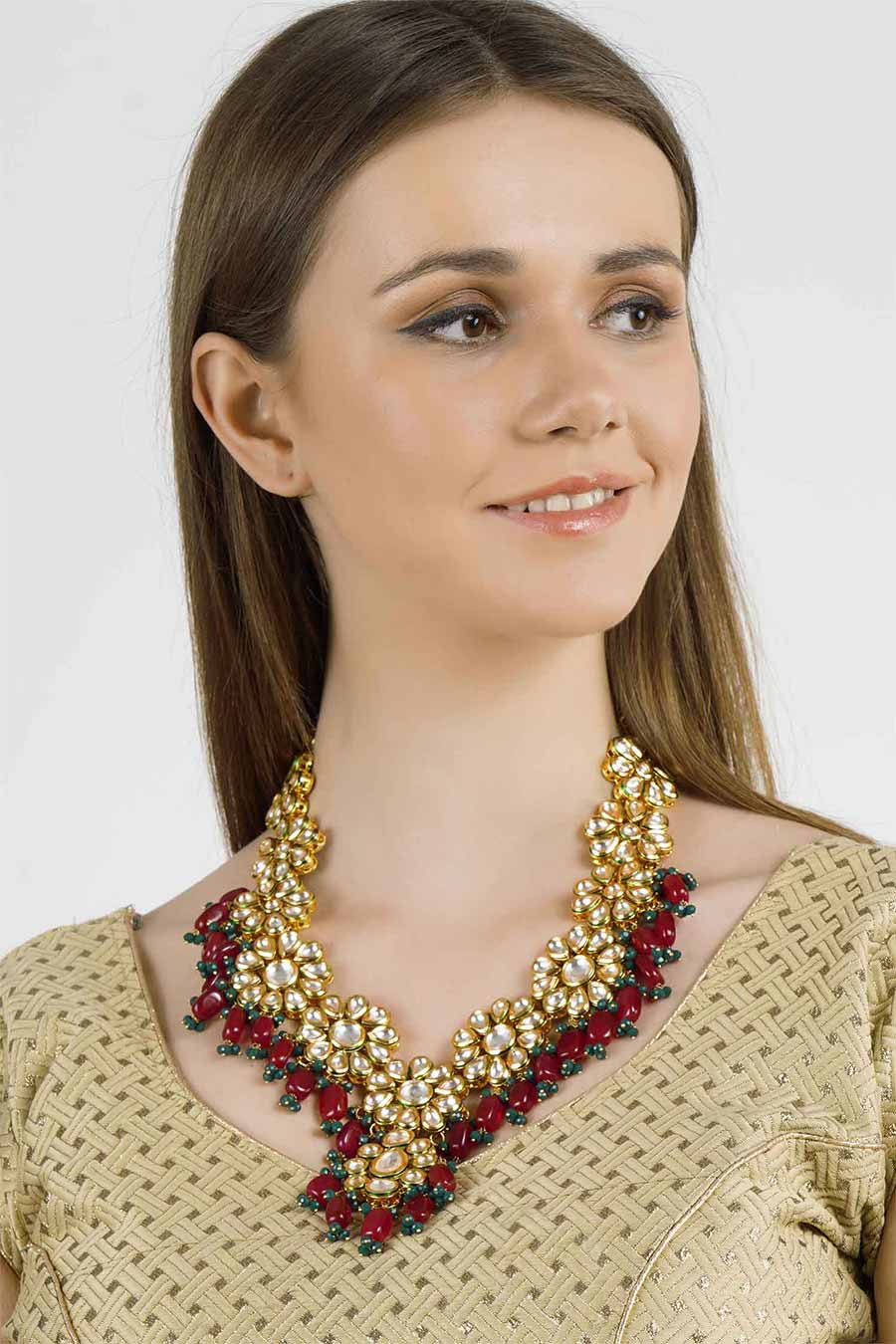 Gold Plated Ethnic Kundan Necklace