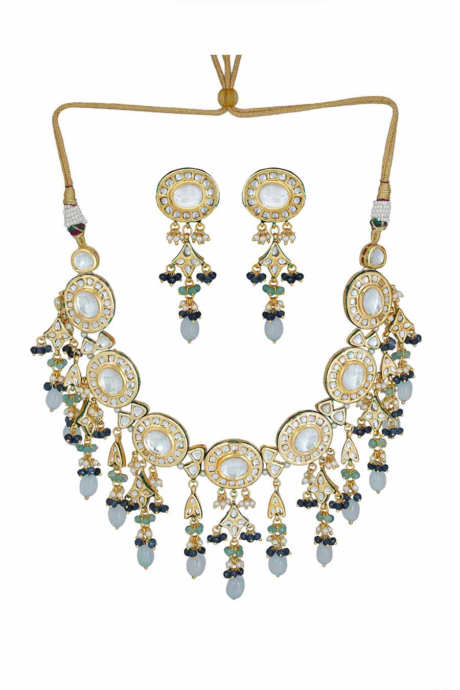 Gold Plated Kundan Necklace & Earrings Set