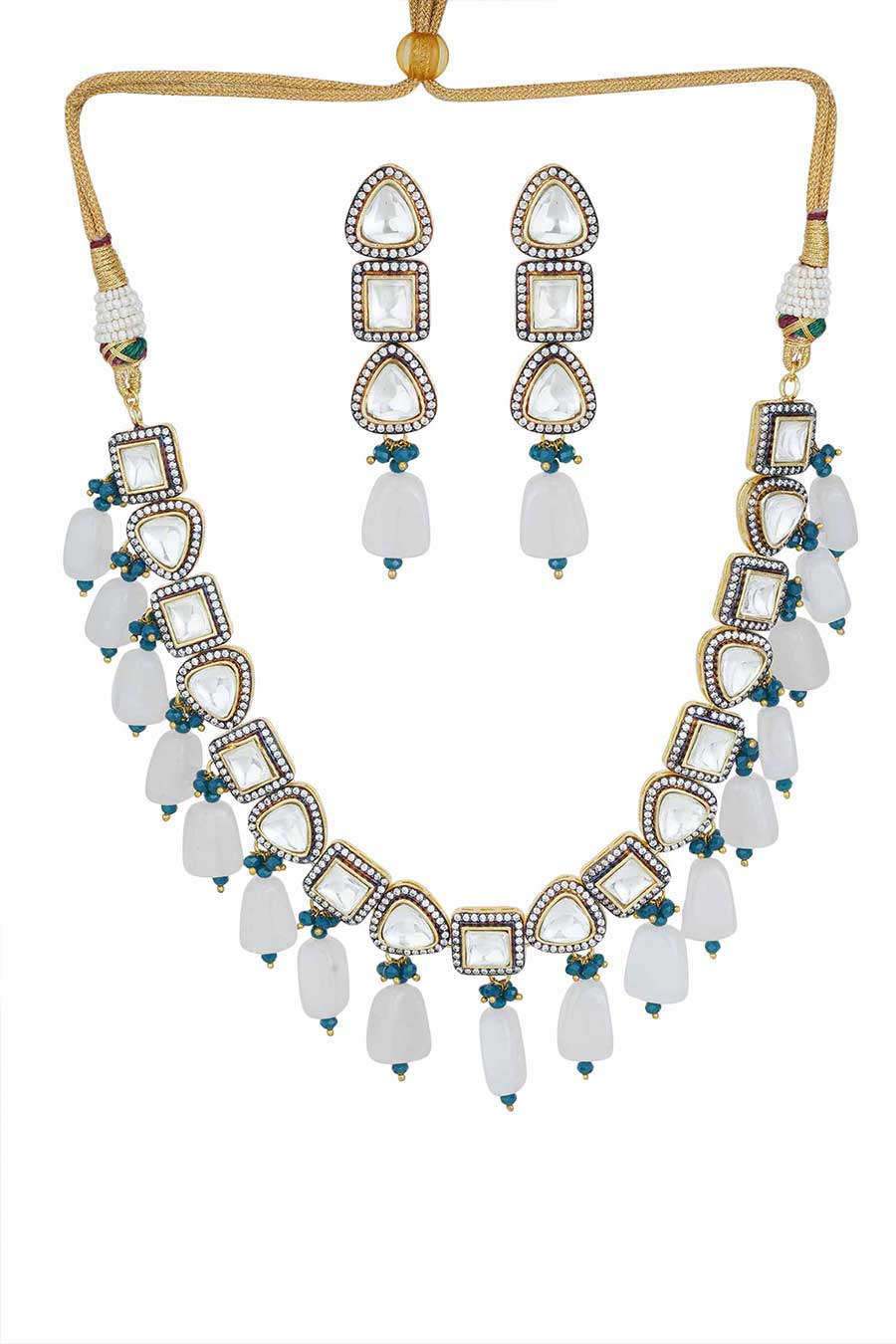 Gold Plated Kundan Necklace & Earrings Set