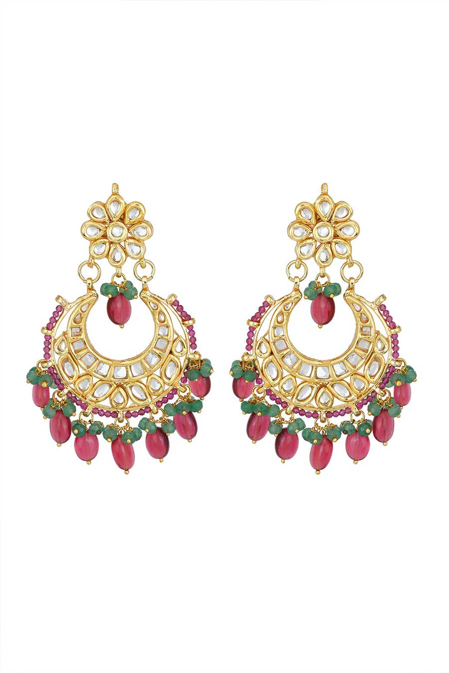 Gold Plated Kundan Chandbali Earrings