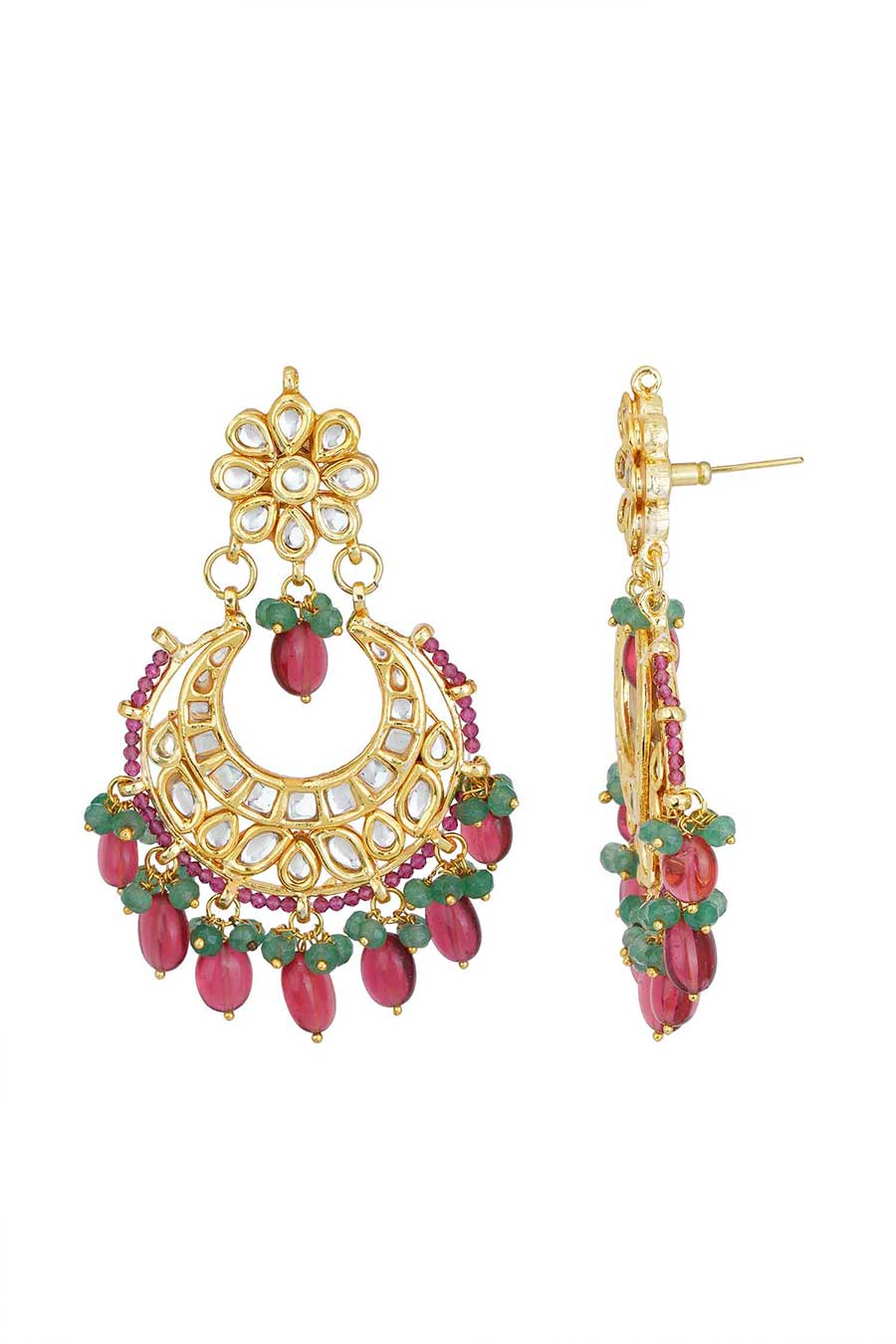 Gold Plated Kundan Chandbali Earrings
