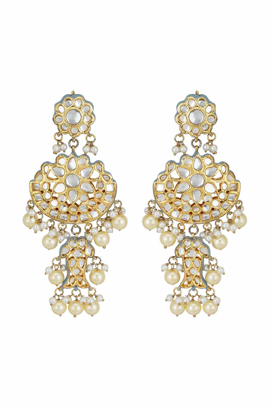 Gold Plated Kundan Dangler Earrings