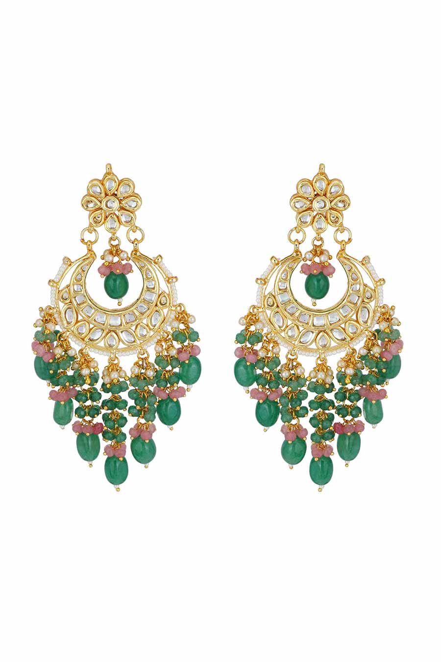 Gold Plated Kundan Chandbali Earrings