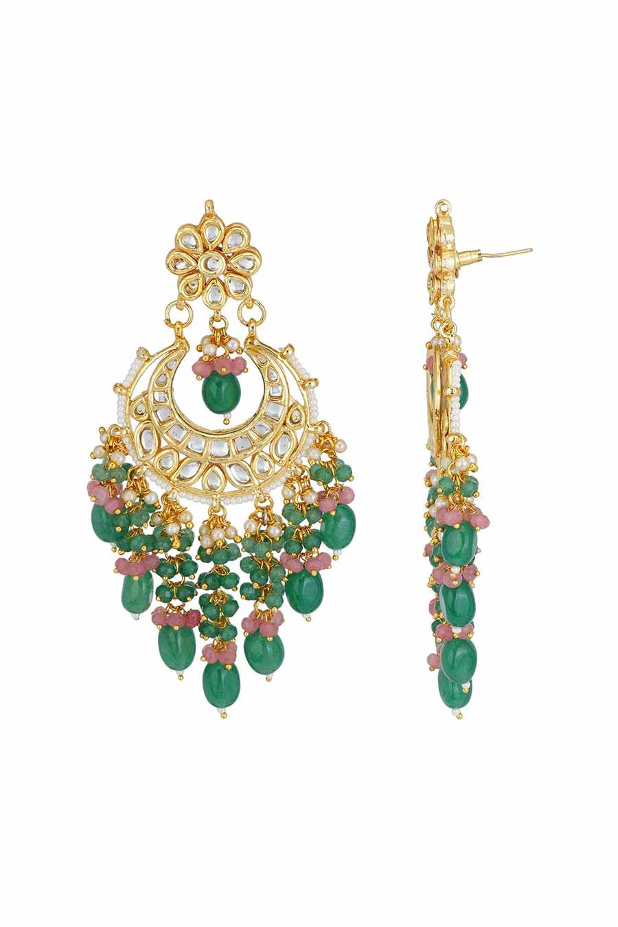 Gold Plated Kundan Chandbali Earrings