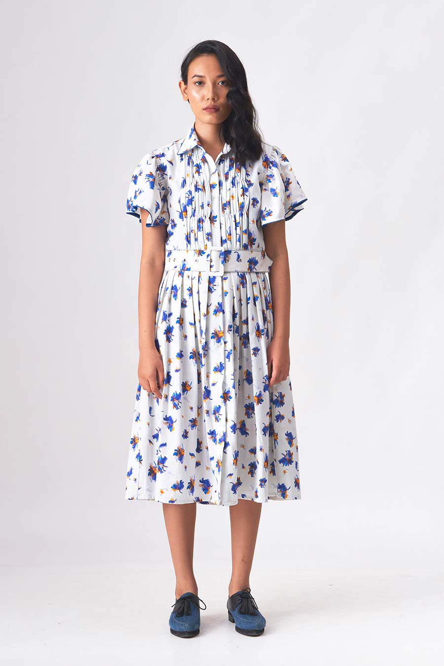 SEATLLE - Handloom Denim White Shirt Dress