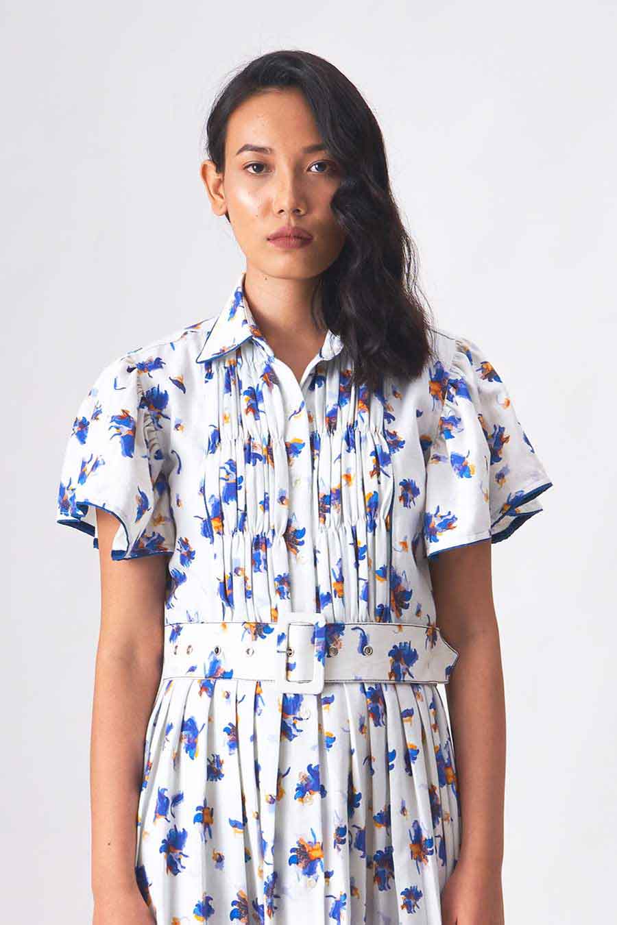 SEATLLE - Handloom Denim White Shirt Dress