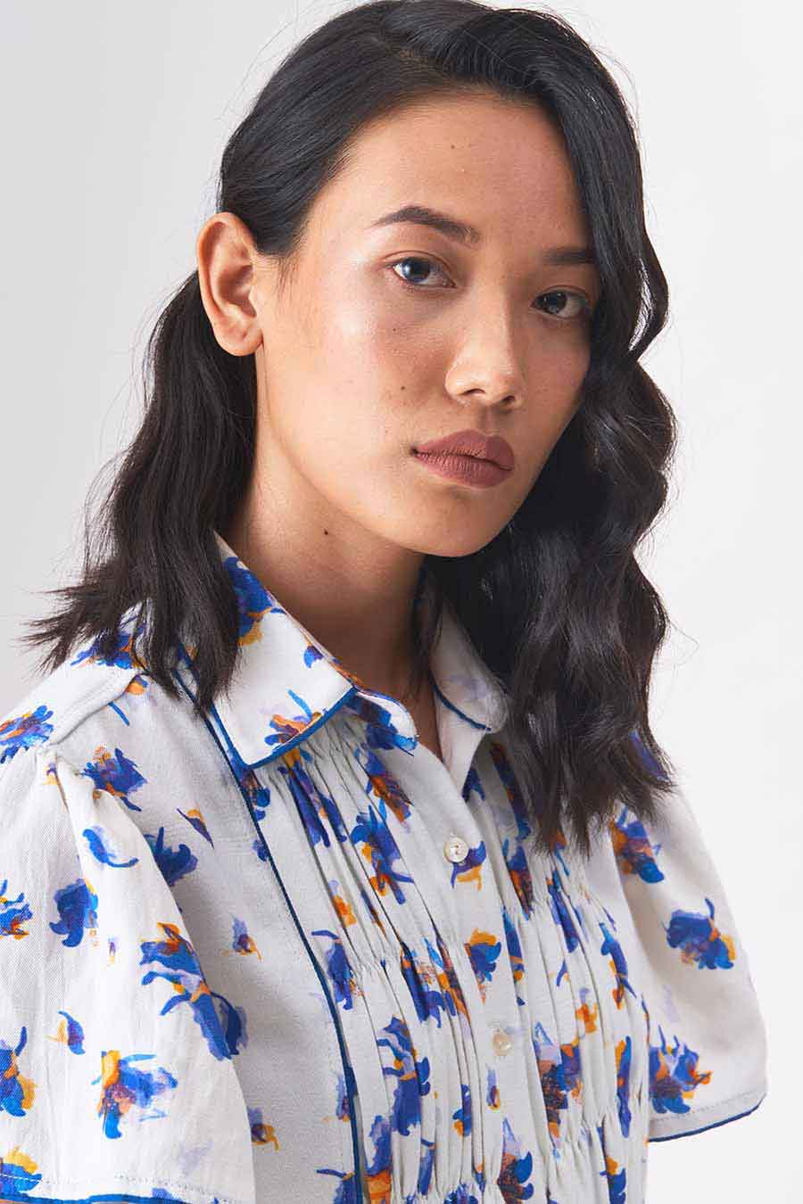 SEATLLE - Handloom Denim White Shirt Dress