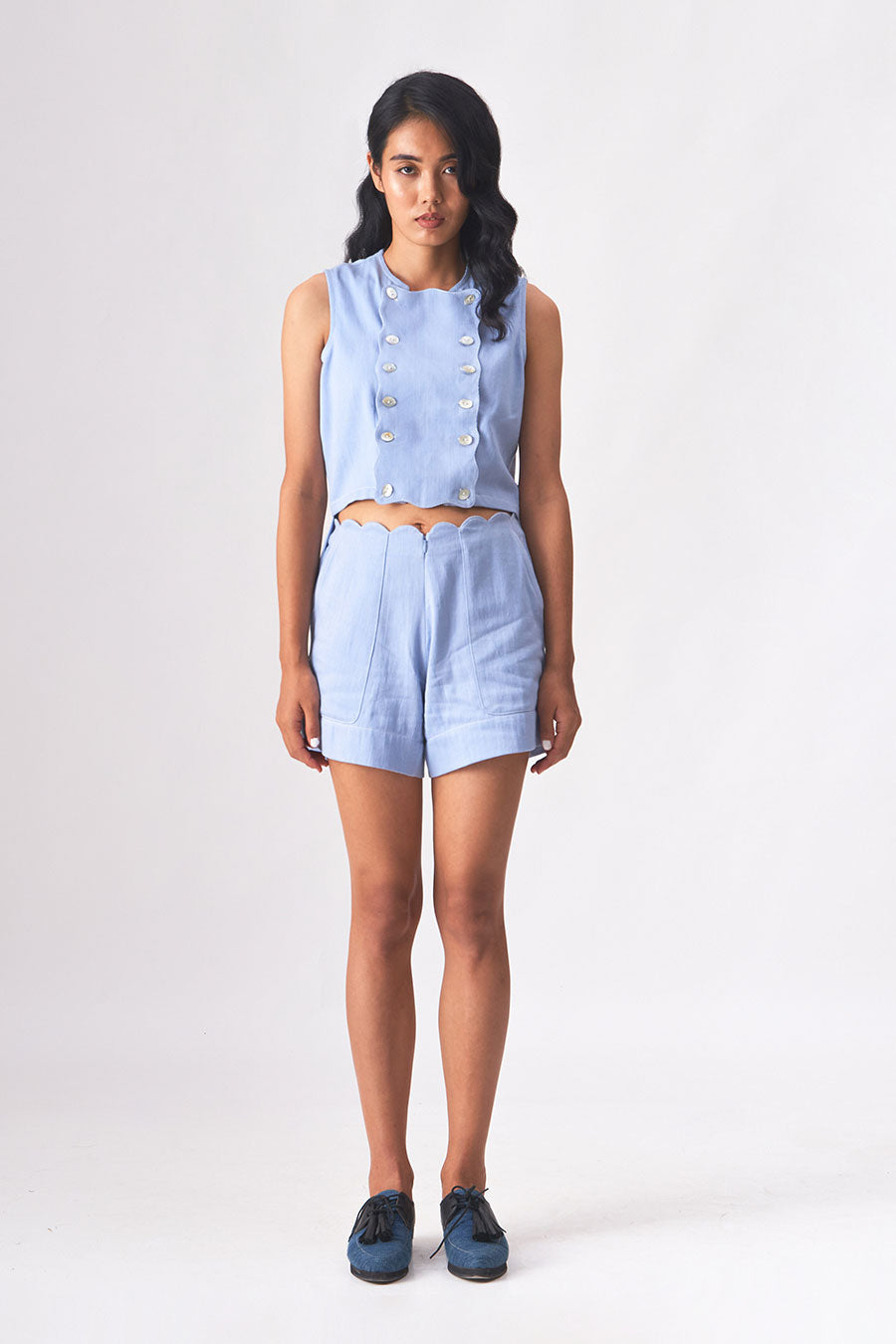 AVA - Khadi Denim Blue Shorts