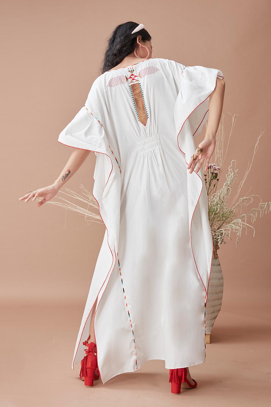 Tavish White Printed Kaftan Dress