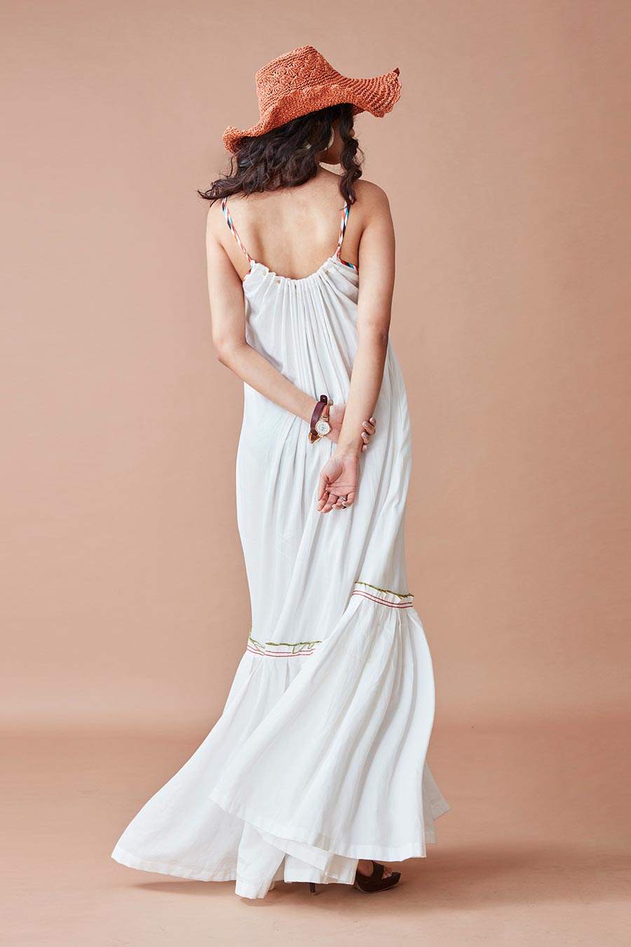 Aska Triad Printed White Maxi Dress